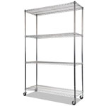 Alera NSF Certified 4-Shelf Wire Shelving Kit with Casters, 48w x 18d x 72h, Silver orginal image