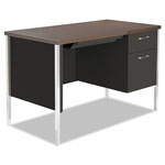 Alera Single Pedestal Steel Desk, Metal Desk, 45.25w x 24d x 29.5h, Mocha/Black orginal image