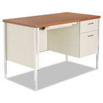 Alera Single Pedestal Steel Desk, Metal Desk, 45.25w x 24d x 29.5h, Cherry/Putty orginal image