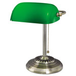 Alera Traditional Banker's Lamp, Green Glass Shade, 10.5