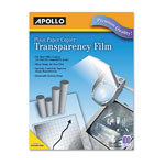 Apollo Plain Paper B/W Laser Transparency Film w/Handling Strip, Letter, Clear, 100/Box orginal image