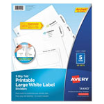 Avery Big Tab Printable Large White Label Tab Dividers, 5-Tab, Letter, 20 per pack orginal image