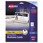 Avery Clean Edge Business Cards, Inkjet, 2 x 3 1/2, Glossy White, 200/Pack orginal image