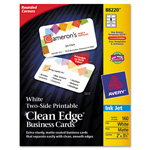 Avery Clean Edge Inkjet Business Cards, White, Round Edge, 2