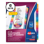 Avery Customizable Table of Contents Ready Index Multicolor Dividers, 26-Tab, A to Z, 11 x 8.5, 6 Sets orginal image