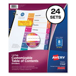 Avery Customizable TOC Ready Index Multicolor Dividers, 8-Tab, Letter, 24 Sets orginal image