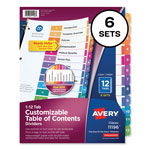 Avery Customizable TOC Ready Index Multicolor Dividers, 12-Tab, Letter, 6 Sets orginal image