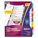Avery Customizable TOC Ready Index Multicolor Dividers, 1-12, Letter orginal image