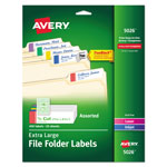 Avery Extra-Large TrueBlock File Folder Labels with Sure Feed Technology, 0.94 x 3.44, White, 18/Sheet, 25 Sheets/Pack orginal image