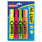 Avery HI-LITER Desk-Style Highlighters, Chisel Tip, Assorted Colors, 4/Set orginal image