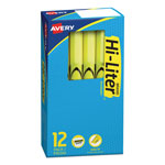 Avery HI-LITER Pen-Style Highlighters, Chisel Tip, Fluorescent Yellow, Dozen orginal image