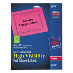 Avery High-Visibility Permanent Laser ID Labels, 8.5 x 11, Asst. Neon, 15/Pack orginal image