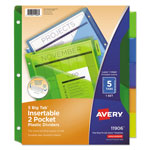 Avery Insertable Big Tab Plastic 2-Pocket Dividers, 5-Tab, 11.13 x 9.25, Assorted, 1 Set orginal image
