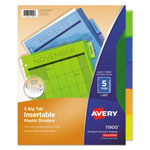 Avery Insertable Big Tab Plastic Dividers, 5-Tab, 11 x 8.5, Assorted, 1 Set orginal image