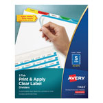 Avery Print and Apply Index Maker Clear Label Dividers, 5 Color Tabs, Letter, 25 Sets orginal image