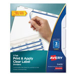Avery Print and Apply Index Maker Clear Label Dividers, 3 White Tabs, Letter, 5 Sets orginal image