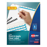 Avery Print and Apply Index Maker Clear Label Unpunched Dividers, 5-Tab, Ltr, 25 Sets orginal image