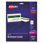 Avery Printable Microperforated Business Cards with Sure Feed Technology, Laser, 2 x 3.5, Ivory, Uncoated, 250/Pack orginal image