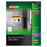 Avery Surface Safe Removable Label Safety Signs, Inkjet/Laser Printers, 3.5 x 5, White, 4/Sheet, 15 Sheets/Pack orginal image