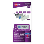 Avery The Mighty Badge Name Badge Holder Kit, Horizontal, 3 x 1, Inkjet, Silver, 4 Holders/32 Inserts orginal image