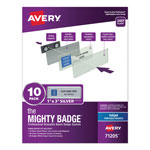 Avery The Mighty Badge Name Badge Holder Kit, Horizontal, 3 x 1, Inkjet, Silver, 10 Holders/ 80 Inserts orginal image