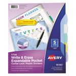 Avery Write and Erase Corner Lock Big Tab Durable Plastic Dividers, 3-Hold Punched, 5-Tab, 11 x 8.5, Assorted, 1 Set orginal image