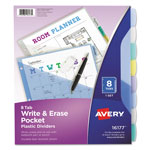 Avery Write and Erase Durable Plastic Dividers with Pocket, 3-Hold Punched, 8-Tab, 11.13 x 9.25, Assorted, 1 Set orginal image