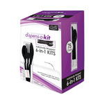 Berkley Square Dispens-a-Kit, Individually Wrapped, Mediumweight, Knife/Fork/Spoon, Black, 75/Box orginal image