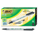 Bic Ecolutions Clic Stic Retractable Ballpoint Pen, 1mm, Black Ink, Clear Barrel, Dozen orginal image