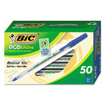 Bic Ecolutions Round Stic Stick Ballpoint Pen, 1mm, Blue Ink, Clear Barrel, 50/Pack orginal image