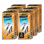 Bic Round Stic Grip Xtra Comfort Ballpoint Pen, Medium 1 mm, Black Ink, Gray/Black, 24/Box, 6 Boxes/Pack orginal image