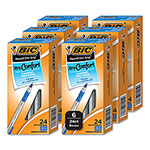 Bic Round Stic Grip Xtra Comfort Ballpoint Pen, Medium 1 mm, Blue Ink, Gray/Blue Barrel, 24/Box, 6 Boxes/Pack orginal image