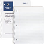Business Source Wirebound Notebooks, 3-Hole, Colg Rule, 8-1/2