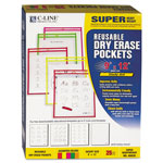 C-Line Reusable Dry Erase Pockets, 9 x 12, Assorted Neon Colors, 25/Box orginal image