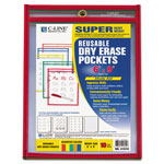 C-Line Reusable Dry Erase Pockets, 6 x 9, Assorted Primary Colors, 10/Pack orginal image
