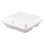 Dart Carryout Food Container, Foam, 3-Comp, White, 8 x 7 1/2 x 2 3/10, 200/Carton orginal image