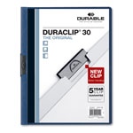 Durable Vinyl DuraClip Report Cover, Letter, Holds 30 Pages, Clear/Dark Blue, 25/Box orginal image