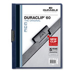 Durable Vinyl DuraClip Report Cover w/Clip, Letter, Holds 60 Pages, Clear/Navy, 25/Box orginal image