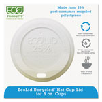 Eco-Products EcoLid 25% Recy Content Hot Cup Lid, White, Fits 8oz Hot Cups, 100/PK, 10 PK/CT orginal image