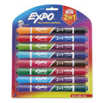 Expo® 2-in-1 Dry Erase Markers, Broad/Fine Chisel Tip, Assorted Colors, 8/Pack orginal image