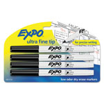 Expo® Low-Odor Dry-Erase Marker, Extra-Fine Needle Tip, Black, 4/Pack orginal image