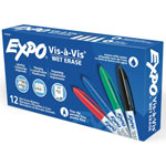 Expo® Vis-A-Vis Wet-Erase Markers, Fine Marker Point, Black, Red, Green, Blue, 12/Dozen orginal image