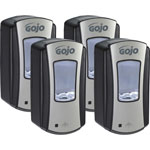 Gojo LTX-12 Touch-free Foam Soap Dispenser, Automatic, 1.27 quart Capacity, Site Window, Refillable, Touch-free, Lockable, Skylight, Chrome, Black, 4/Carton orginal image