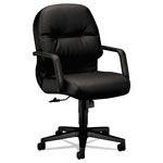 Hon Pillow-Soft 2090 Series Leather Managerial Mid-Back Swivel/Tilt Chair, Supports up to 300 lbs., Black Seat/Back, Black Base orginal image