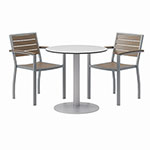 KFI Seating Eveleen Outdoor Patio Table with Two Mocha Powder-Coated Polymer Chairs, 30