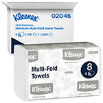 Kleenex Multifold Paper Towels (02046), Absorbent, White, 8 Packs / Convenience Case, 150 Multifold Paper Towels / Pack, 1,200 Towels / Case orginal image