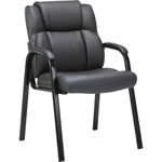 Lorell Bonded Leather High-back Guest Chair, Black, 25.3