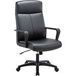 Lorell High-Back Bonded Leather Chair - Bonded Leather Seat - Bonded Leather Back - High Back - Black - Armrest orginal image