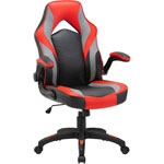 Lorell High-Back Gaming Chair - For Gaming - Vinyl, Nylon - Red, Black, Gray orginal image