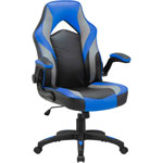 Lorell High-Back Gaming Chair - For Gaming - Vinyl, Nylon - Blue, Black, Gray orginal image